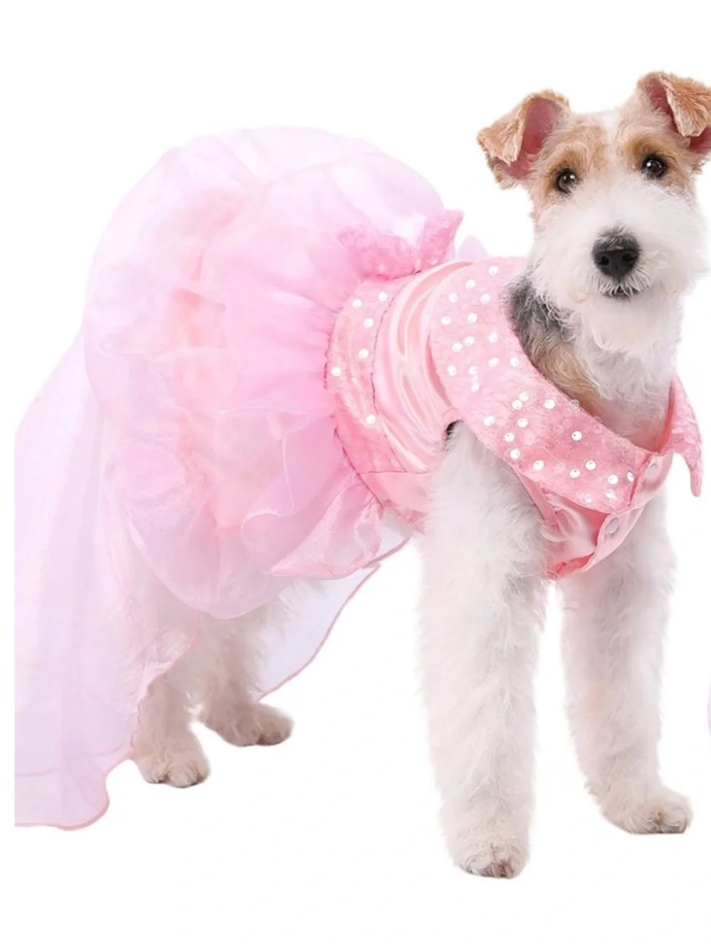 NWT Sequined Dog Tutu Wedding Princess Photoshoot Dress with Detachable Skirt